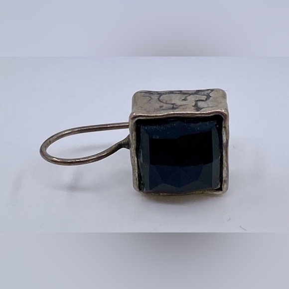 Didae Designer Signed Sterling Silver Dangle Black Stone Earrings - Picture 5 of 6